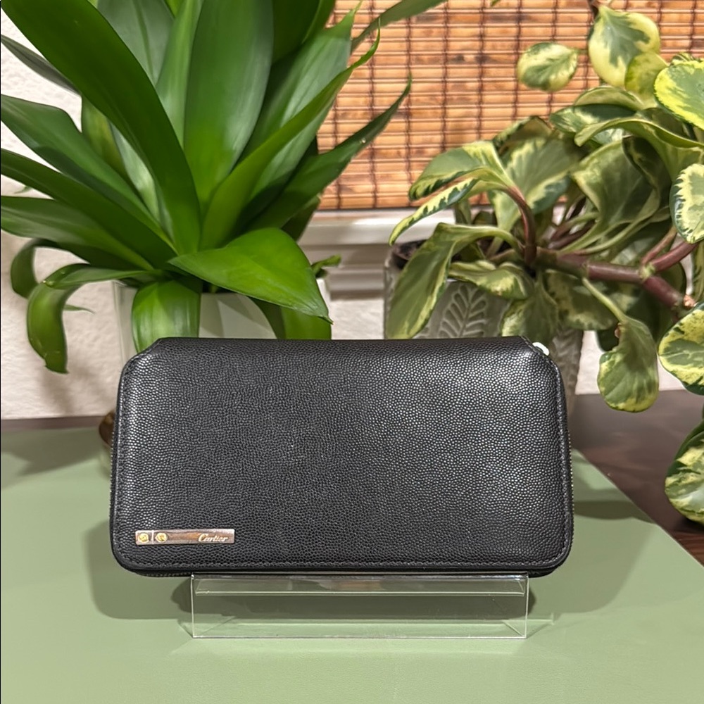 Cartier Black Leather Zip Around Wallet